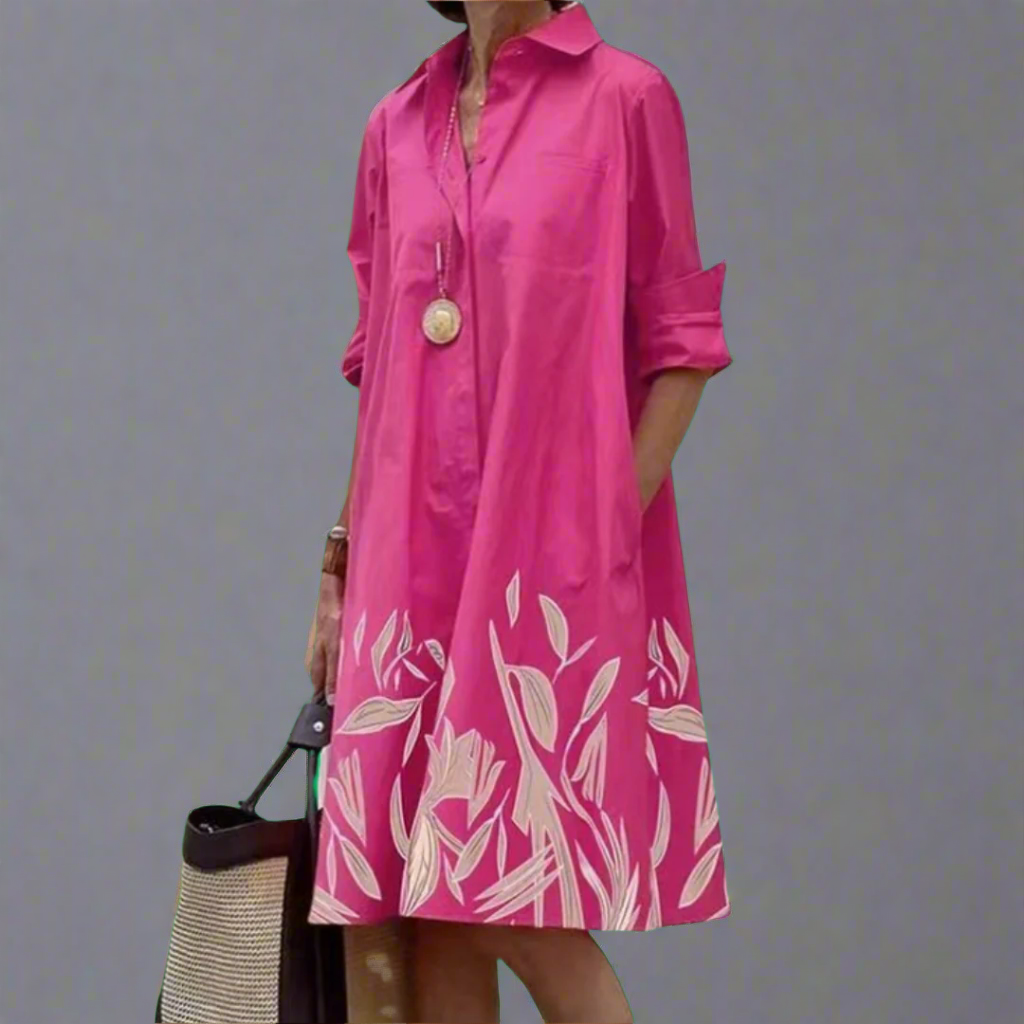 Patricia | Stylish Turn Down Collar Long Sleeve Dress