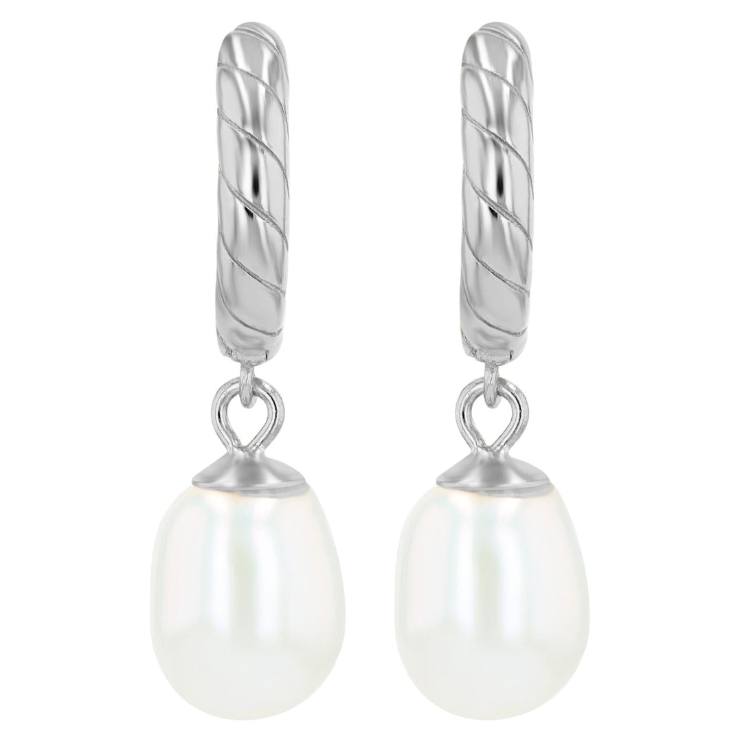 "Elaris" – 925 Silver Hoop Earrings with Real Freshwater Pearl