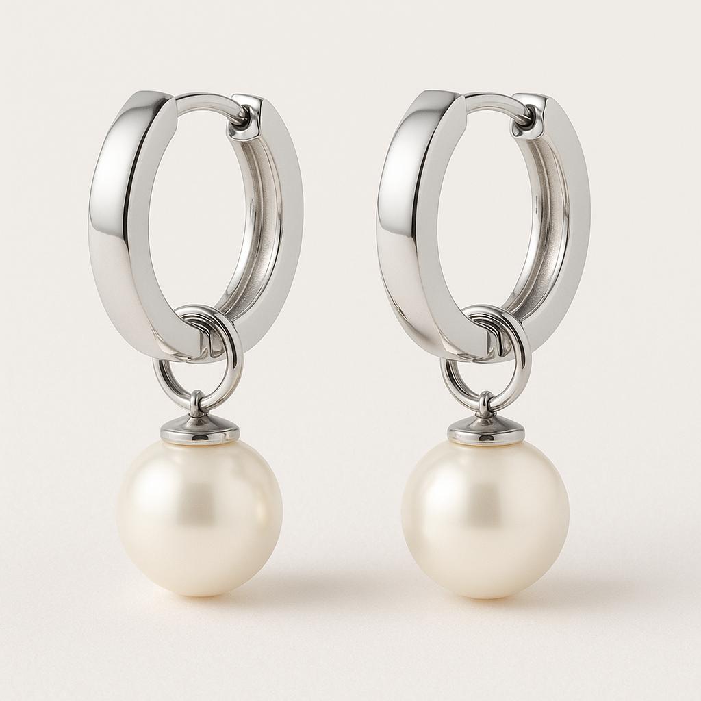 “Maraniel” – Hoop Earrings with Pearl Pendant