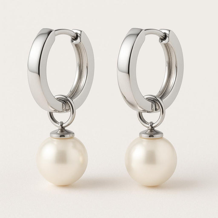 “Maraniel” – Hoop Earrings with Pearl Pendant