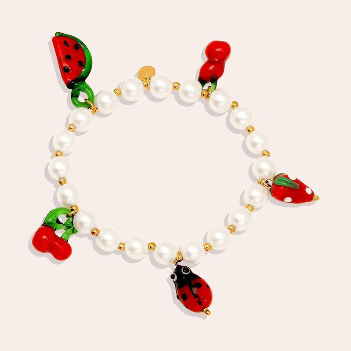 "Solariva" Fruit In Pearl Chain Bracelet