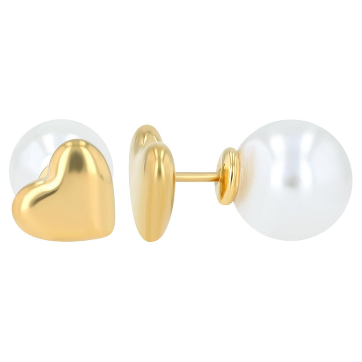 "Alurea" – Front-Back Earrings with Heart and Pearl