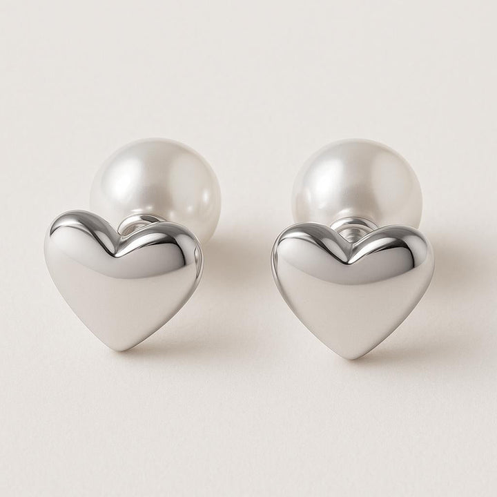 "Alurea" – Front-Back Earrings with Heart and Pearl