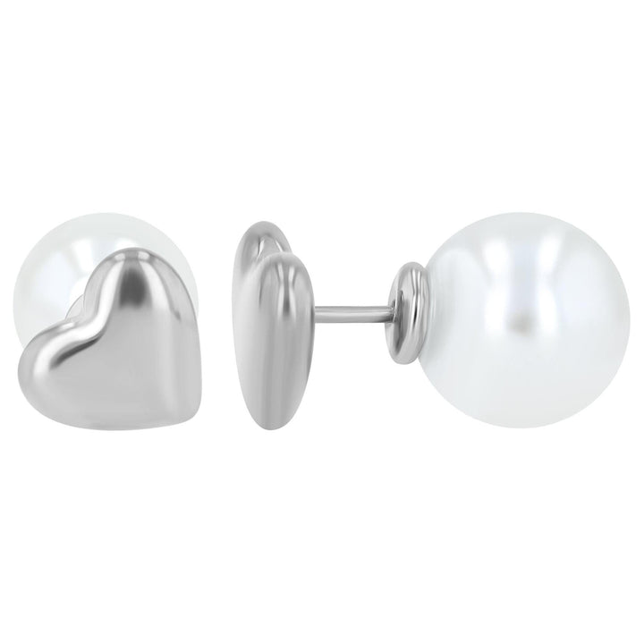 "Alurea" – Front-Back Earrings with Heart and Pearl
