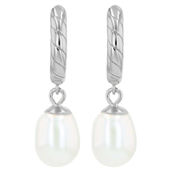 "Elaris" – 925 Silver Hoop Earrings with Real Freshwater Pearl