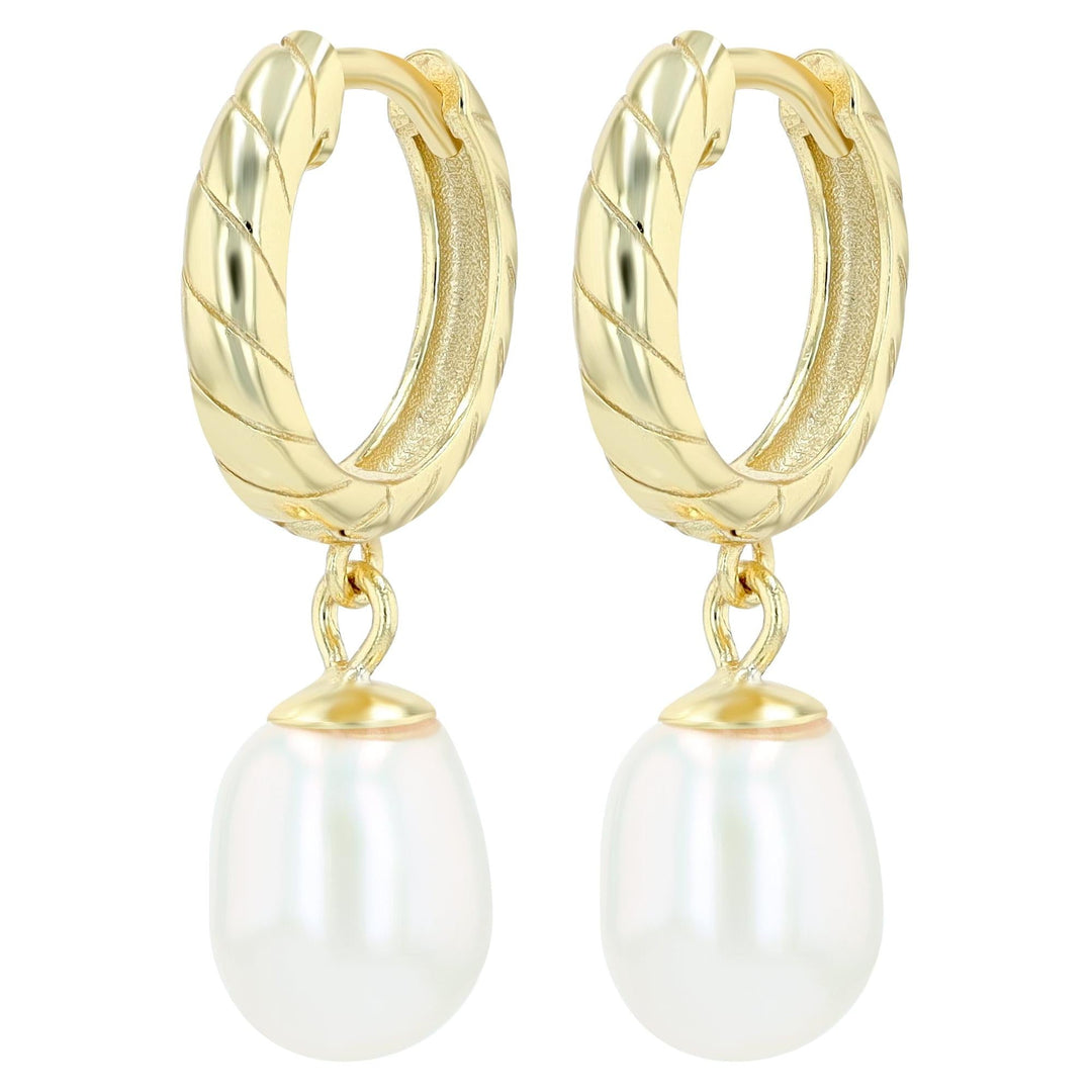 "Elaris" – 925 Silver Hoop Earrings with Real Freshwater Pearl