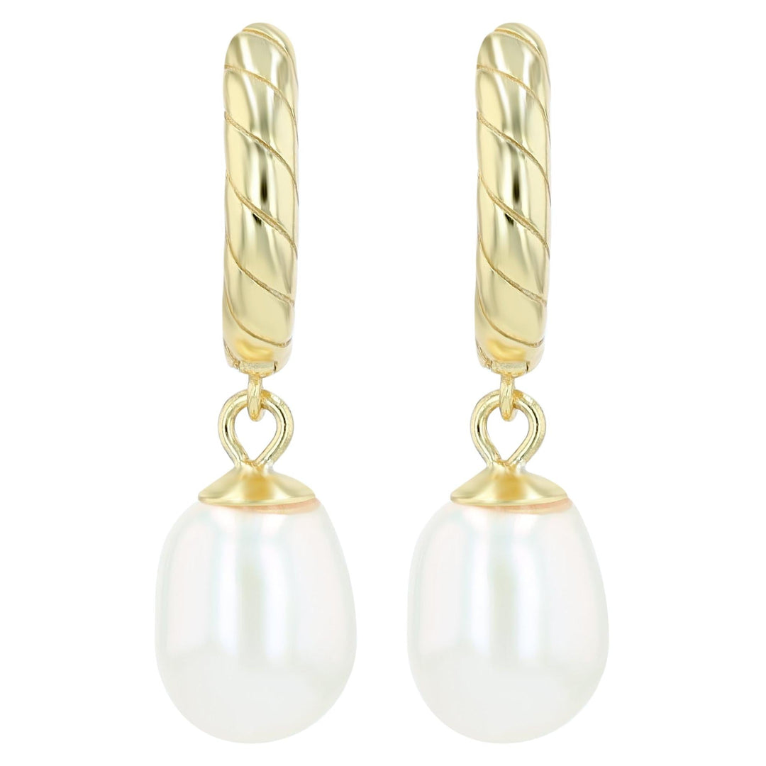 "Elaris" – 925 Silver Hoop Earrings with Real Freshwater Pearl
