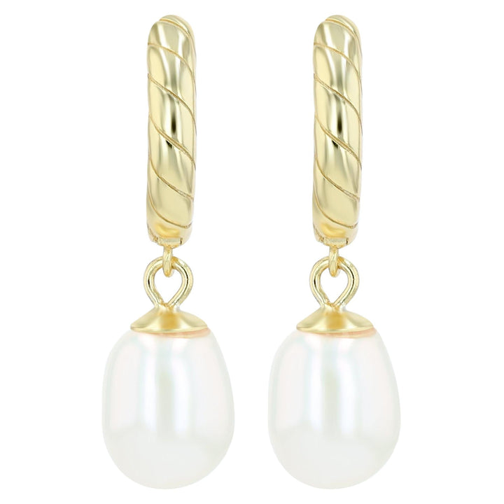 "Elaris" – 925 Silver Hoop Earrings with Real Freshwater Pearl