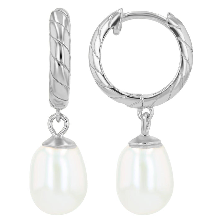 "Elaris" – 925 Silver Hoop Earrings with Real Freshwater Pearl