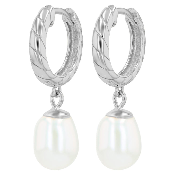 "Elaris" – 925 Silver Hoop Earrings with Real Freshwater Pearl