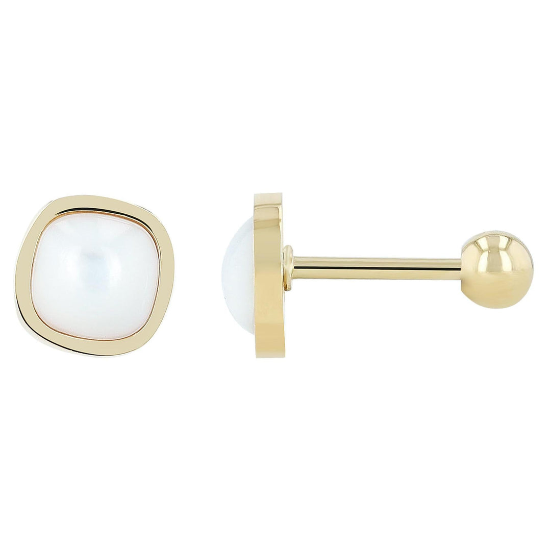 "Elvara" – Goldfarbene Ohrstecker mit Perlmutt