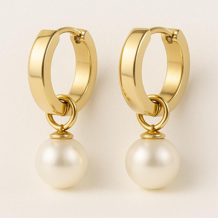 “Maraniel” – Hoop Earrings with Pearl Pendant