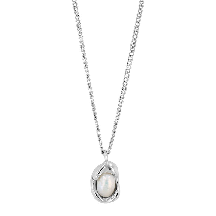 „Norella“ – Edelstahlkette mit beweglichem Anhänger & Süßwasserperle, 41 + 4,5 cm