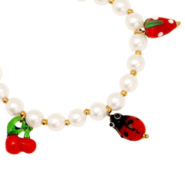 "Solariva" Fruit In Pearl Chain Bracelet