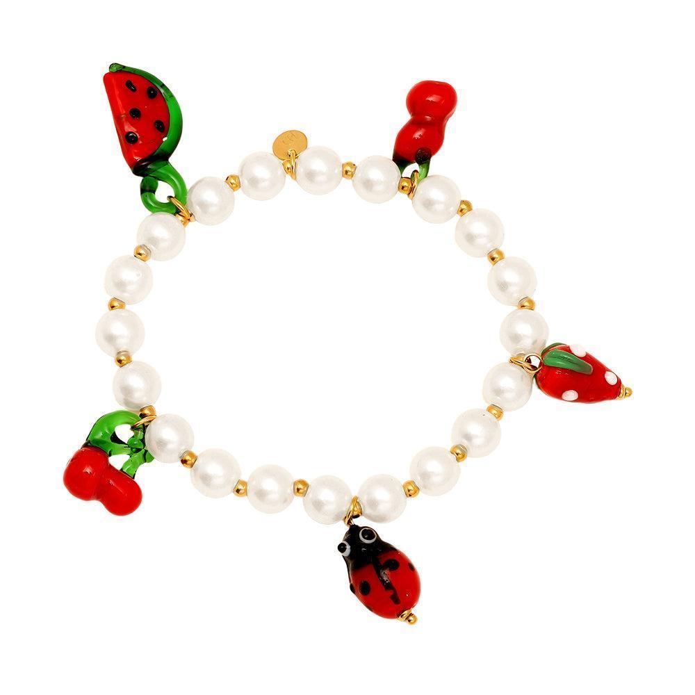 "Solariva" Fruit In Pearl Chain Bracelet