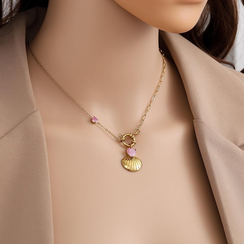 "Talielisya" Diamond Shell Edelstahl Halskette