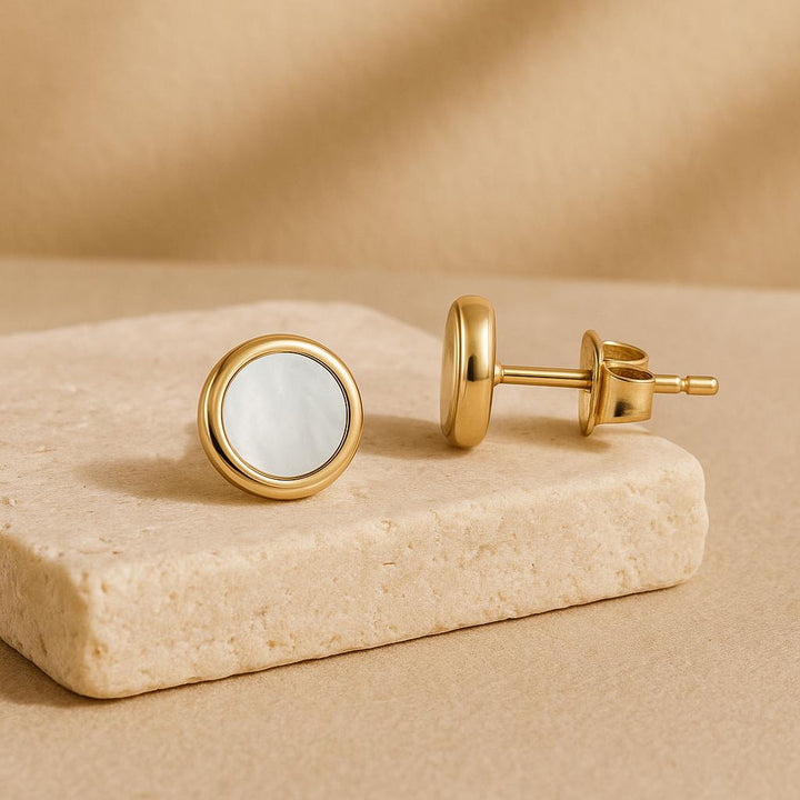 "Valenya" – Stud Earrings with Mother-of-Pearl Inlay